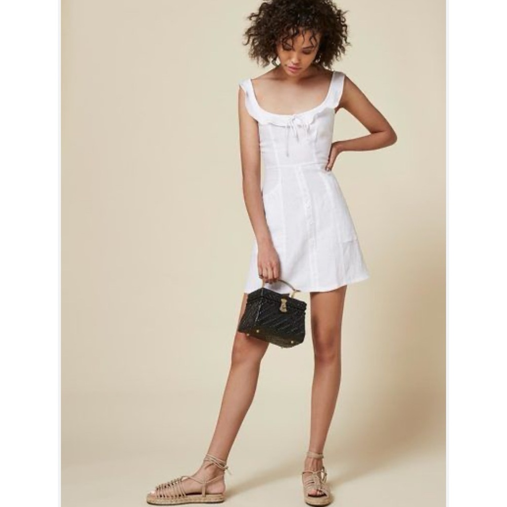 REFORMATION White Linen Sleeveless Mini Dress, sz 4